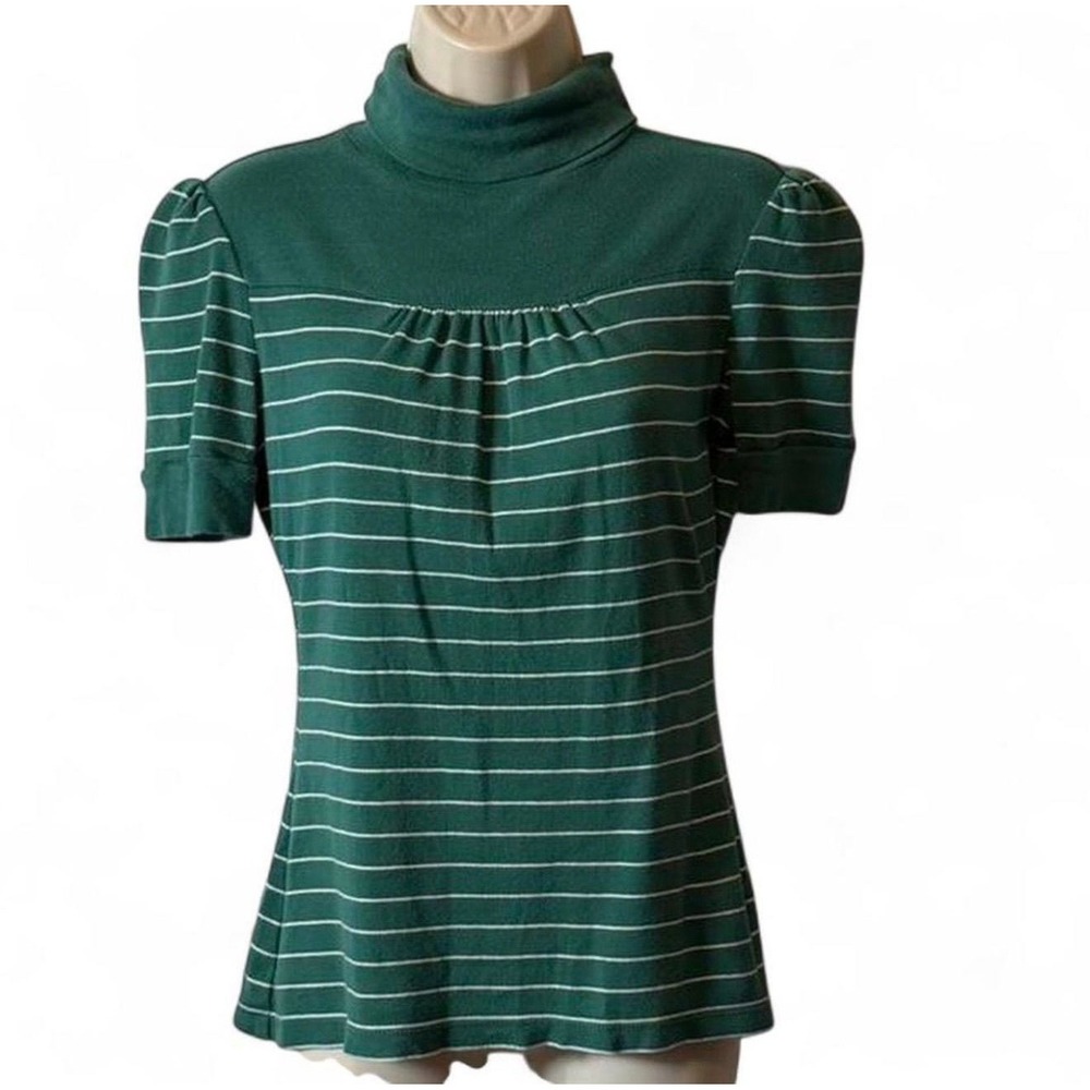 Y2K Charlotte Russe Striped Puff Sleeve Turtleneck‎ Top, Women's Size M
